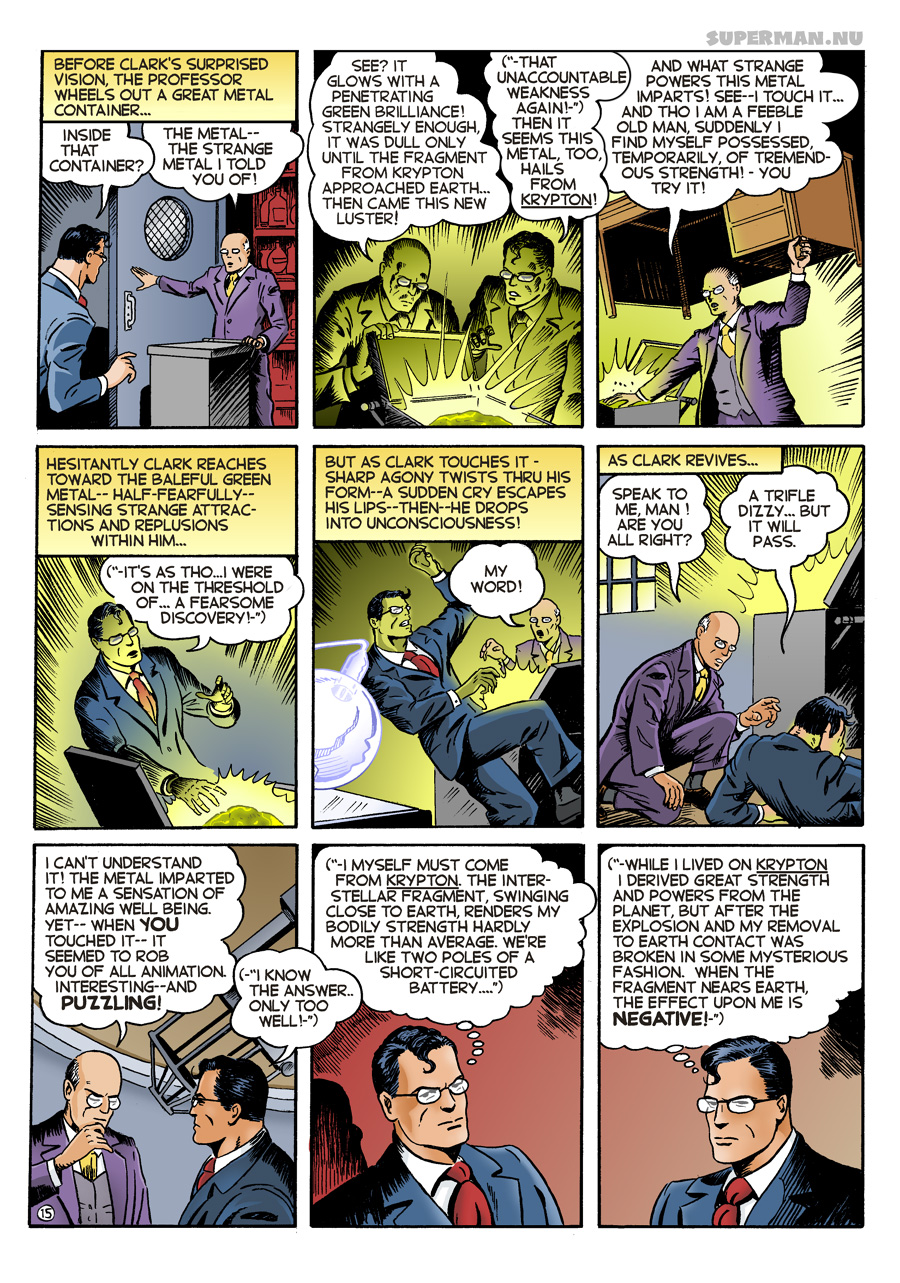 Superman Through the Ages! Comic Book Issue #0: Secret of the K-Metal - Page 15: A Fearsome Discovery! [Wayne Boring & Shane Foley]