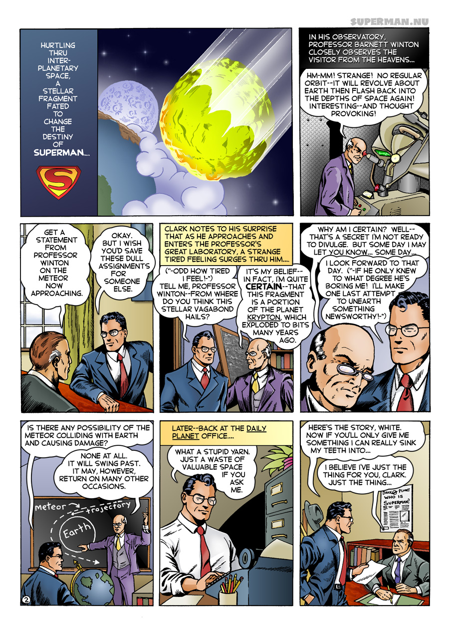 Superman Through the Ages! Comic Book Issue #0: Secret of the K-Metal - Page 2: The Arrival [Angel Criado & Bob Rivard]