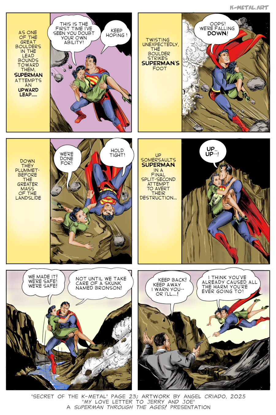 Superman Through the Ages! Comic Book Issue #0: Secret of the K-Metal - Page 23: Sky-Jump! [Wayne Boring & Angel Criado]
