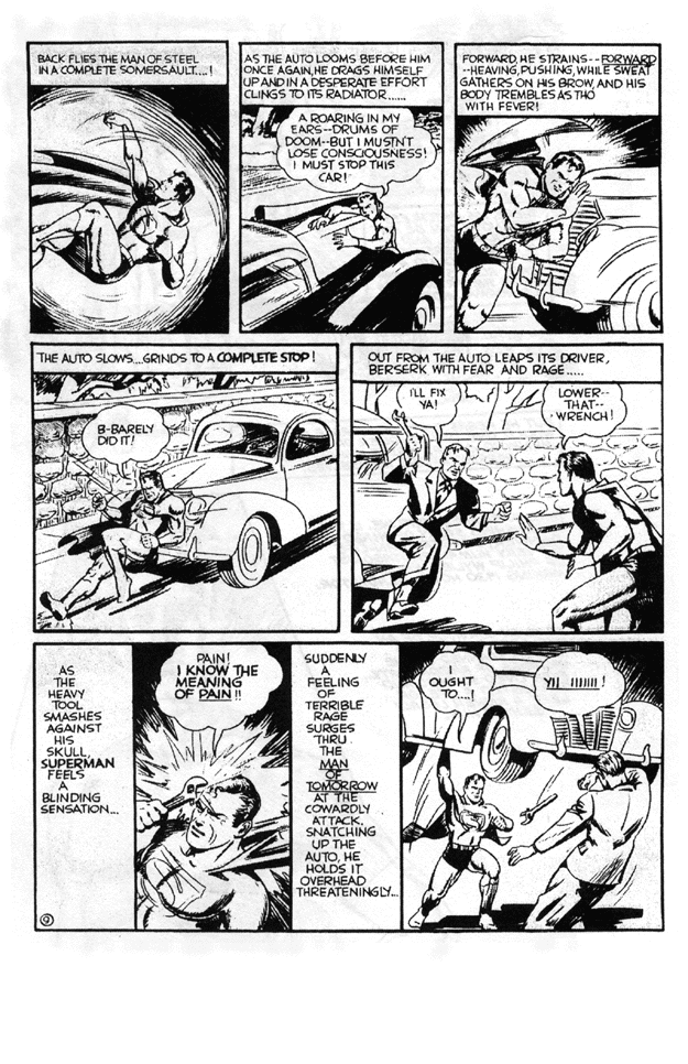 Superman Through the Ages! Comic Book Issue #0: Secret of the K-Metal - Page 9: The Meaning of Pain! [Wayne Boring & Leo Nowak & Shane Foley]