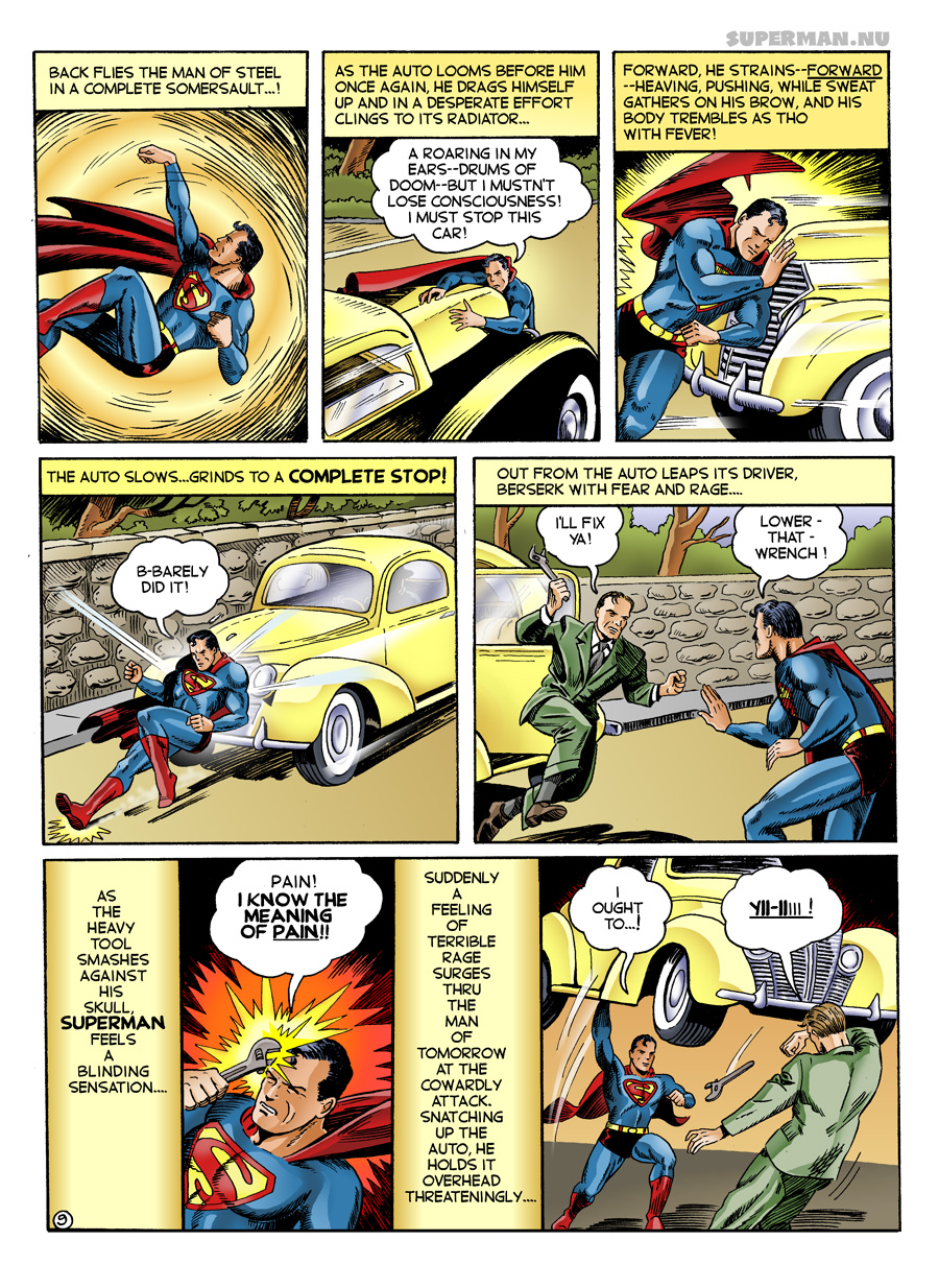 Superman Through the Ages! Comic Book Issue #0: Secret of the K-Metal - Page 9: The Meaning of Pain! [Wayne Boring & Leo Nowak & Shane Foley]